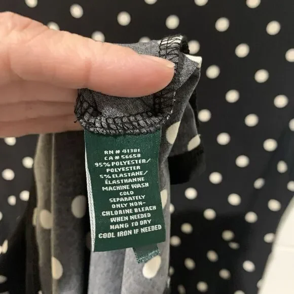 Lauren Ralph Lauren | Dress Black White Polka Dot Stretch- Size 18W - Picture 7 of 8